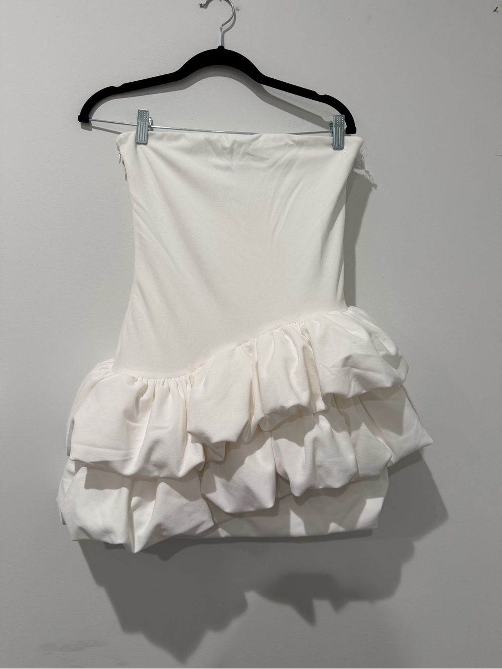 Peppermayo White Strapless Ruffle Mini Dress